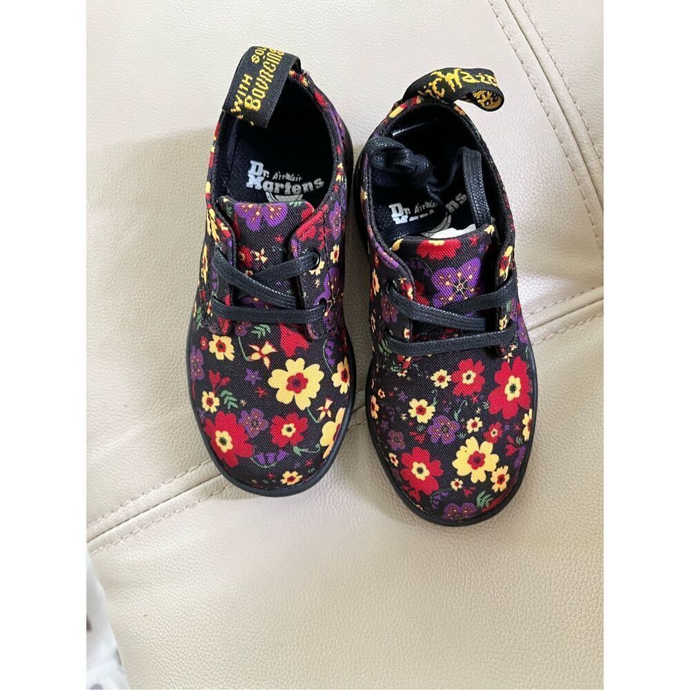 Dr Martens child 8 unisex girls Kacy eclectic kids vintage floral blk shoes NEW